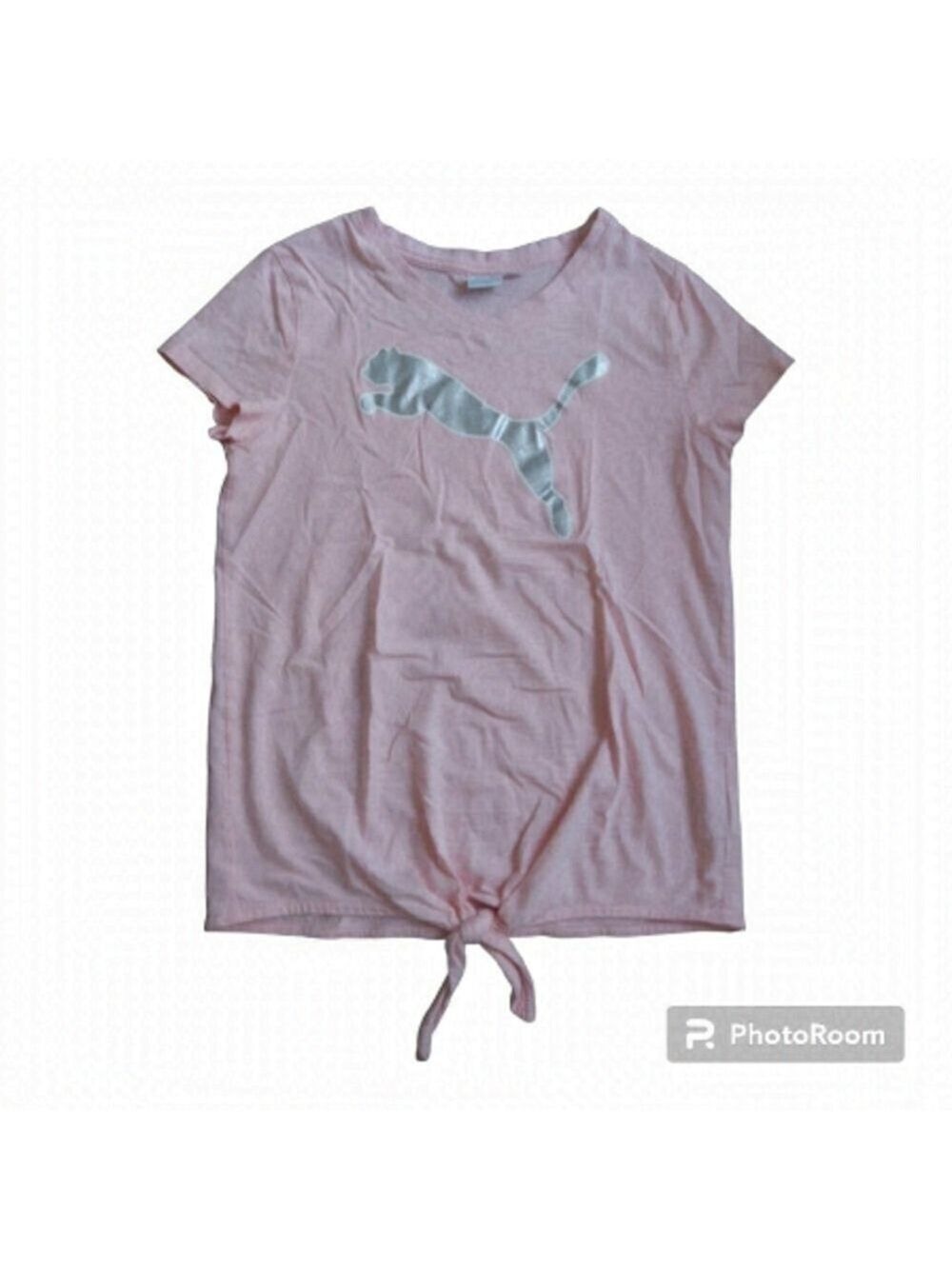 Girls Puma 100% Cotton Pink With Silver Logo T-Shirt - Size XL